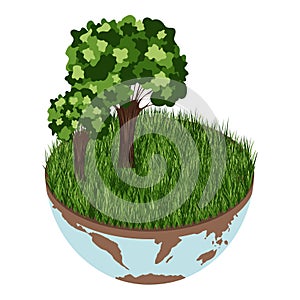 Earth climate change icon - vector isometric ecology illustration of an environmental concept to save the planet Earth