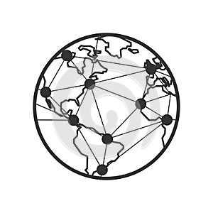 Earth and Connections Outline Icon on White