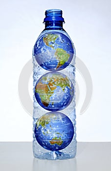 Earth with Continents in Water Bottle