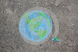 Earth with copy space, street art