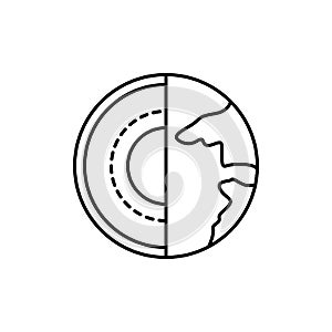 earth, core concept line icon. Simple element illustration. earth, core concept outline symbol design from space set. Can be used
