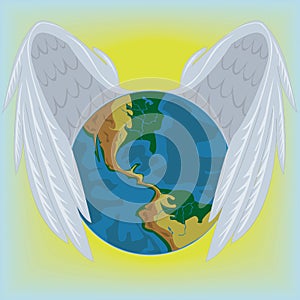 The Earth covered by angels wings