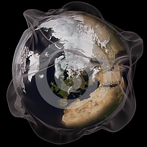 Earth covered with plastic,Elements of this image furnished by NASA ,Say no plastic concept, 3D rendering