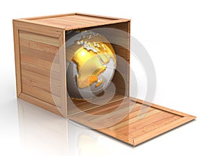 Earth in crate