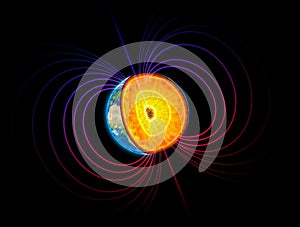 Earth cut-away with the magnetosphere