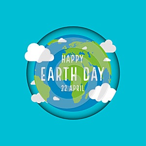 Earth Day. 22 april. Earth planet with text. Vector