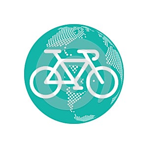 Earth day and bicycle day vector illustration isolated on white