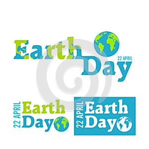 Earth Day in blue. Vector illustration