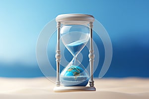 Earth day concept - Earth inside an hourglass, with sand running out to signify the urgency of environmental action