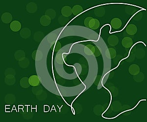 Earth day concept green background, world map, vector illustration