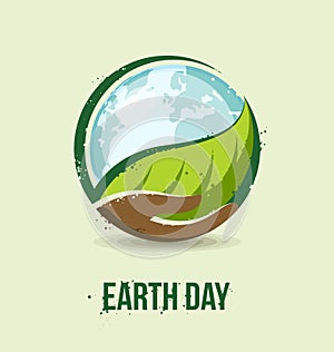 Earth Day concept. Hand holding a leaf and earth