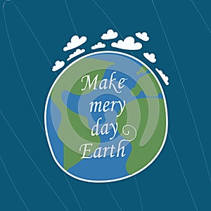 Earth day concept. Human hands holding floating globe in space. Save our planet. Doodle style vector isolated