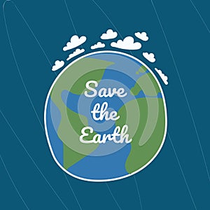 Earth day concept. Human hands holding floating globe in space. Save our planet. Doodle style vector isolated