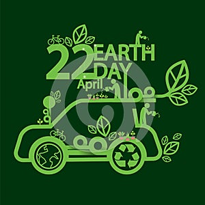 Earth Day Ecologic Driving Concept.