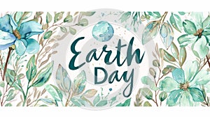 Earth Day Embrace with Watercolor Florals and Planet Illustration