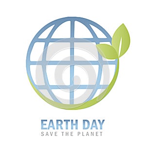 Earth day environmentalism symbol with green leaves