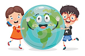 Earth Day With Funny Character