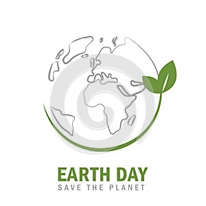 earth day globe environmentalism symbol with green leaves