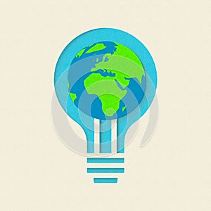 Earth day green light bulb paper cut design