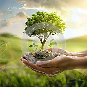 Earth Day,Hands Nurturing Nature and day