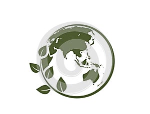 earth day illustration. eco globe icon. eastern hemisphere of the planet earth. Asia, Far East and Australia