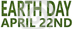 Earth Day letters made out of grass background