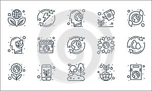 Earth day line icons. linear set. quality vector line set such as ecology, tree, flower, ecosystem, eco friendly, think eco,