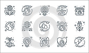 Earth day line icons. linear set. quality vector line set such as recycling, nature, ecosystem, save the world, ecologic light