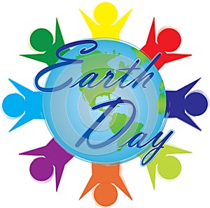 Earth Day Logo with People around the World