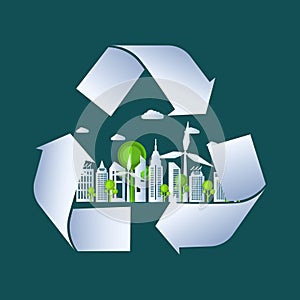 Země papír snížit styl. přátelský zelený město příroda a obnovitelný energie v 