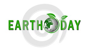 Earth Day. Planet Earth in moving. The world map on white background. 4K Video