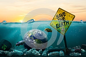 La tierra ahorrar planeta destacando grave ecológico contaminación en Océano 