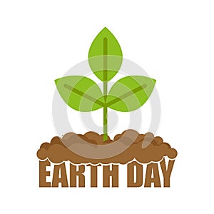 Earth Day. Sprout grows from ground. Plants in soil