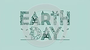 Earth Day Unique letter shapes Incorporates nature elements like leaves, trees, animals, flower, beehive, eco friendly theme