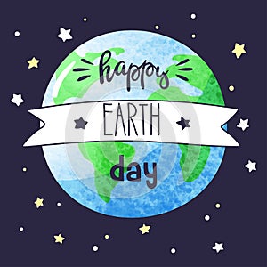 Earth day vector cartoon card. Vector