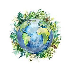 Earth Day watercolor. Ecological concept. Vector illustration design