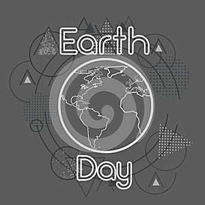 Earth Day World Globe Over Triangle Geometric Background