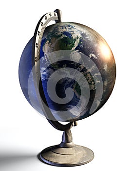 Earth desktop metal globe show american continent