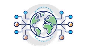Earth Digital Network, Global Technology Connection, vector design Generative AI