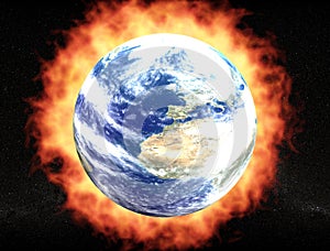 Earth with fire aureole photo