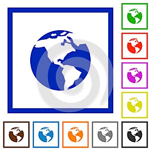 Earth framed flat icons