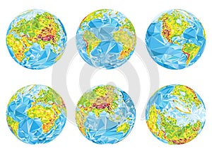 Earth geographical globes in different positions photo