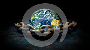 Earth is a global emblem of oppression, chained and suppressed by the combined forces of political power and societal photo
