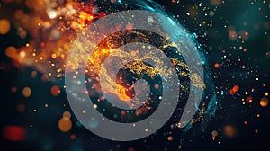 Earth global network abstract data processing connection