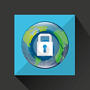 Earth global padlock security data connected media