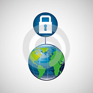 Earth global padlock security data connected media
