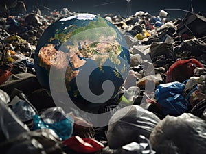 Earth globe abandoned on junkyard