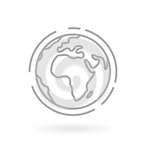 Earth globe Africa line icon