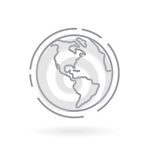 Earth globe America line icon