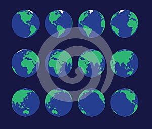 Earth Globe Animate Spinning Vector Illustration